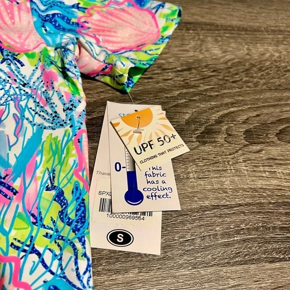 Lulu B UPF 50+ Cooling Top in Vibrant Tropical Print Size Small NWT new s resort - Picture 3 of 11